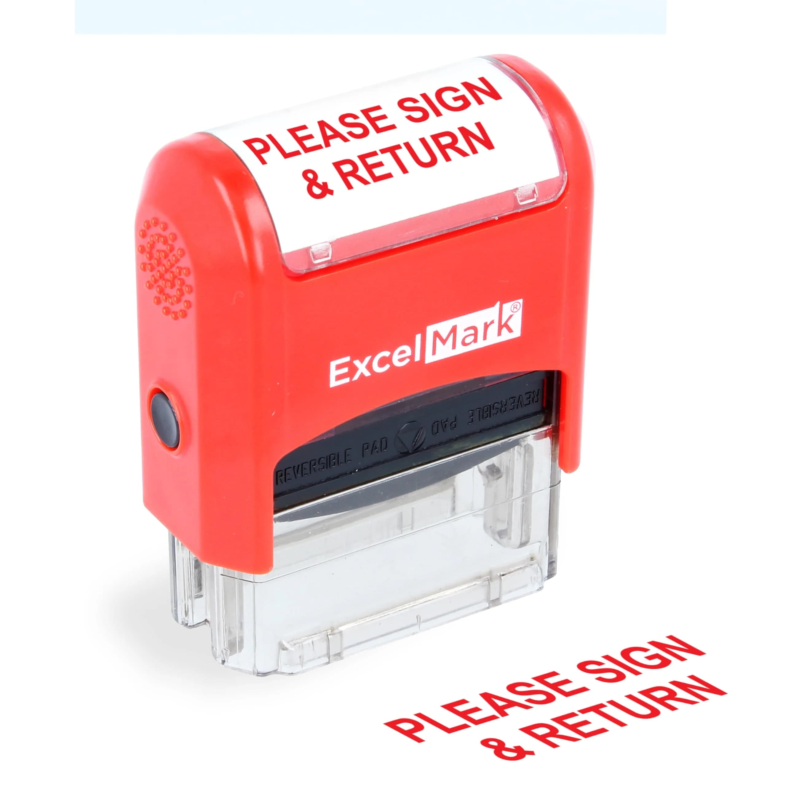 ExcelMark Self-Inking Rubber Teacher Grading Stamp - Please Sign & Return | Reversible Red/Blue Ink, Signature Line, 0.5x1.5 inch thumbnail 1