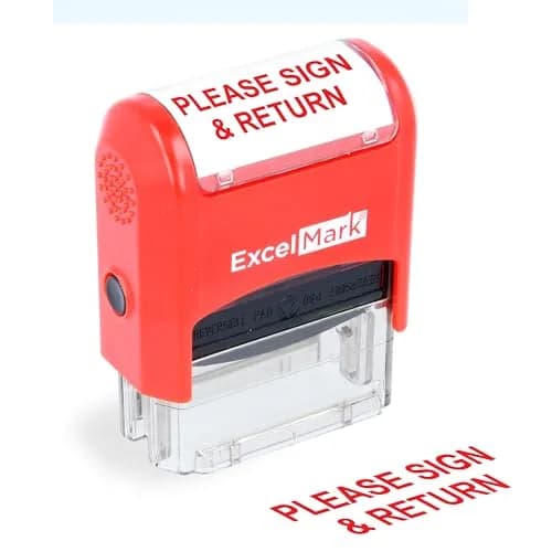 ExcelMark Self-Inking Rubber Teacher Grading Stamp - Please Sign & Return | Reversible Red/Blue Ink, Signature Line, 0.5x1.5 inch thumbnail 1
