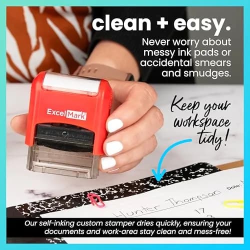 ExcelMark Self-Inking Rubber Teacher Grading Stamp - Please Sign & Return | Reversible Red/Blue Ink, Signature Line, 0.5x1.5 inch thumbnail 5