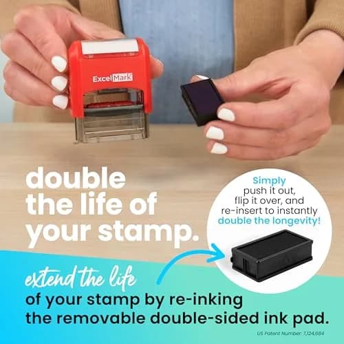 ExcelMark Self-Inking Rubber Teacher Grading Stamp - Please Sign & Return | Reversible Red/Blue Ink, Signature Line, 0.5x1.5 inch thumbnail 6