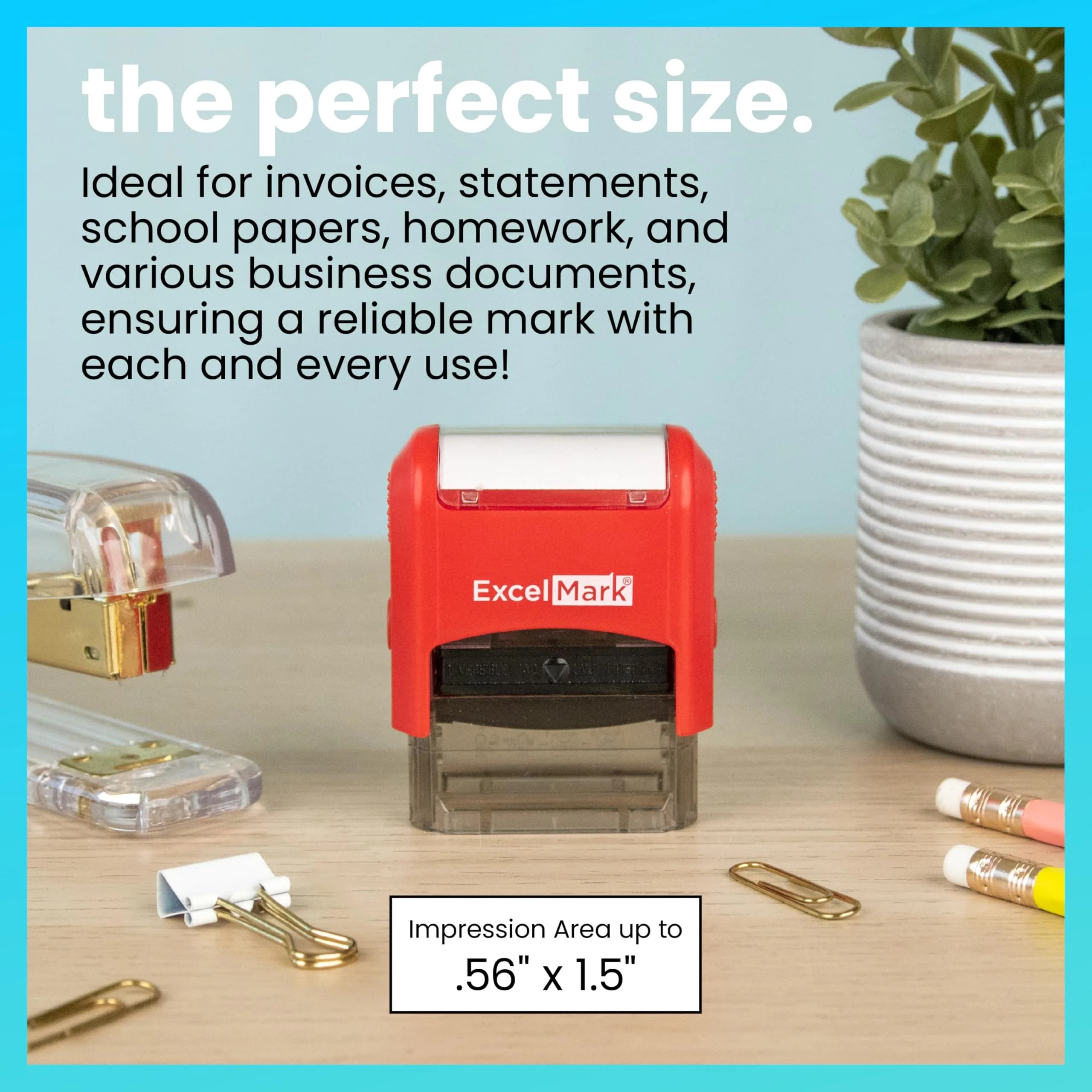 ExcelMark Self-Inking Rubber Teacher Grading Stamp - Please Sign & Return | Reversible Red/Blue Ink, Signature Line, 0.5x1.5 inch thumbnail 2