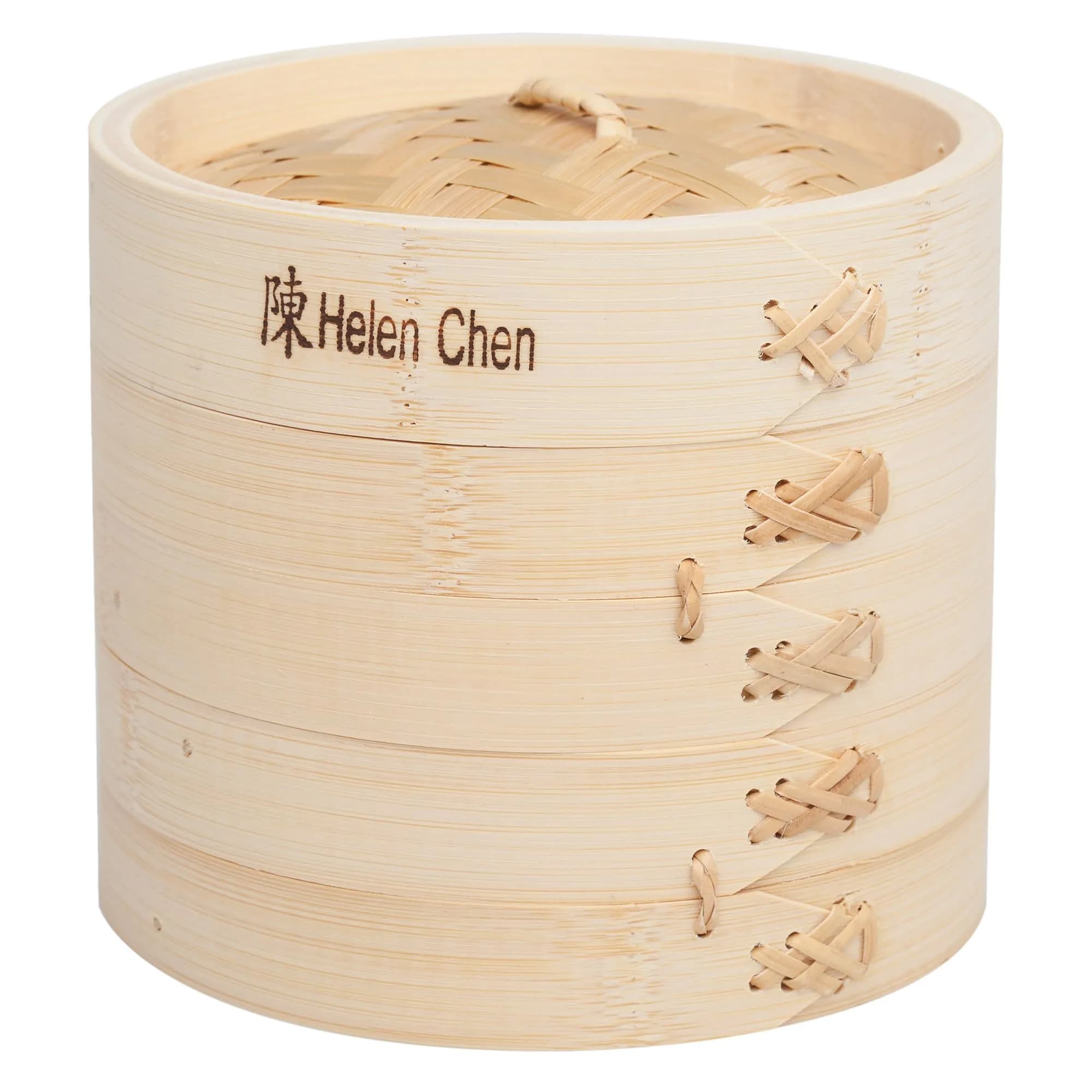 Helen's Asian Kitchen Bamboo Food Steamer With Lid, 6 Inch (15.2 cm) 2-Tier Basket | Authentic Asian Cooking - main product image