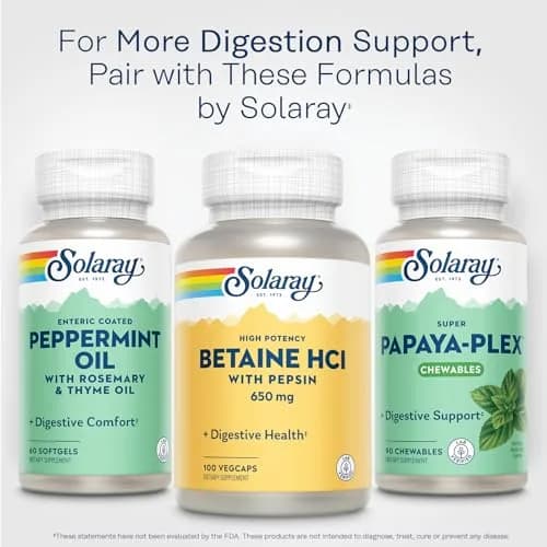 SOLARAY Betaine HCl with Pepsin 100 Veg Caps | Digestive Enzymes for Gut Health thumbnail 6