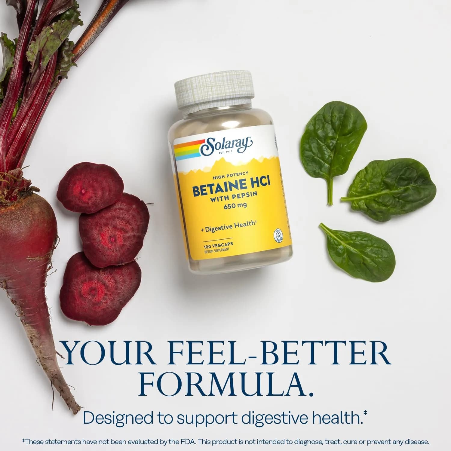 SOLARAY Betaine HCl with Pepsin 100 Veg Caps | Digestive Enzymes for Gut Health - view 3