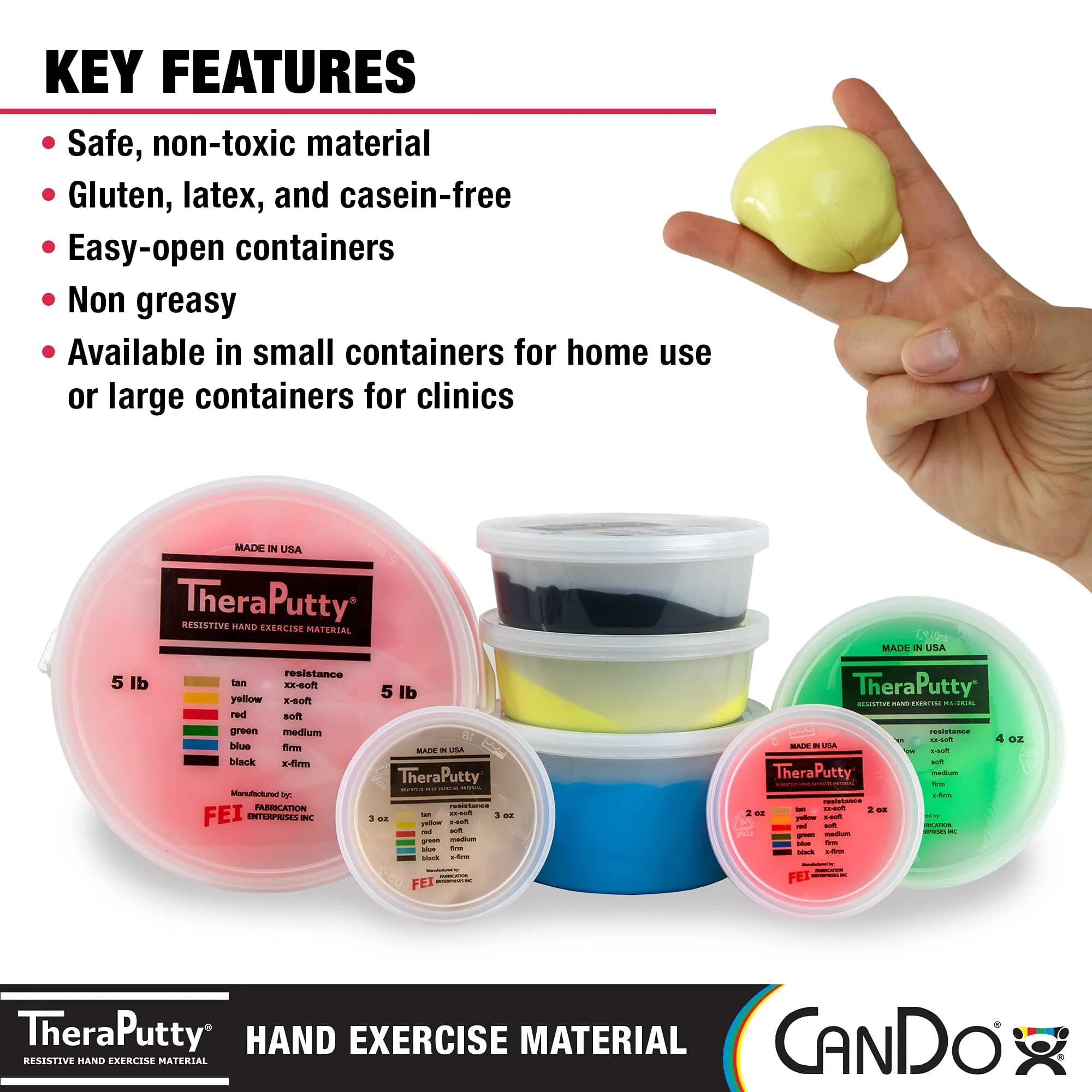 CanDo TheraPutty X-Soft Yellow 4 oz (113 g) | Hand Therapy & Rehabilitation Putty - view 5