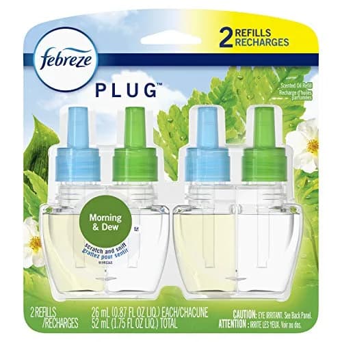 Febreze Plug in Air Freshener Morning & Dew Scented Oil Refill 52ml (1.74 Fl Oz), Pack of 2 | Continuous Odor Fighting for Indian Homes thumbnail 1