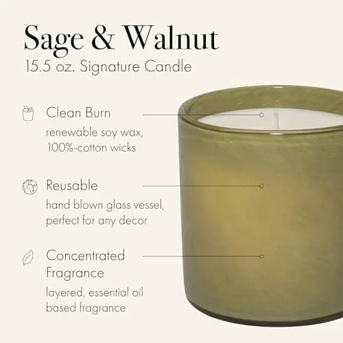 LAFCO NEW YORK Signature Candle, Sage & Walnut - 15.5 oz - 90-Hour Burn Time - Reusable Glass Vessel thumbnail 2