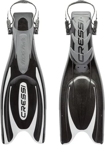 CressiFins, Black/Silver, XS/S | US Man 3-6 | US Lady 4-7 | EU 35/38 | Open-Heel Dive Fins with Channeling Power thumbnail 1