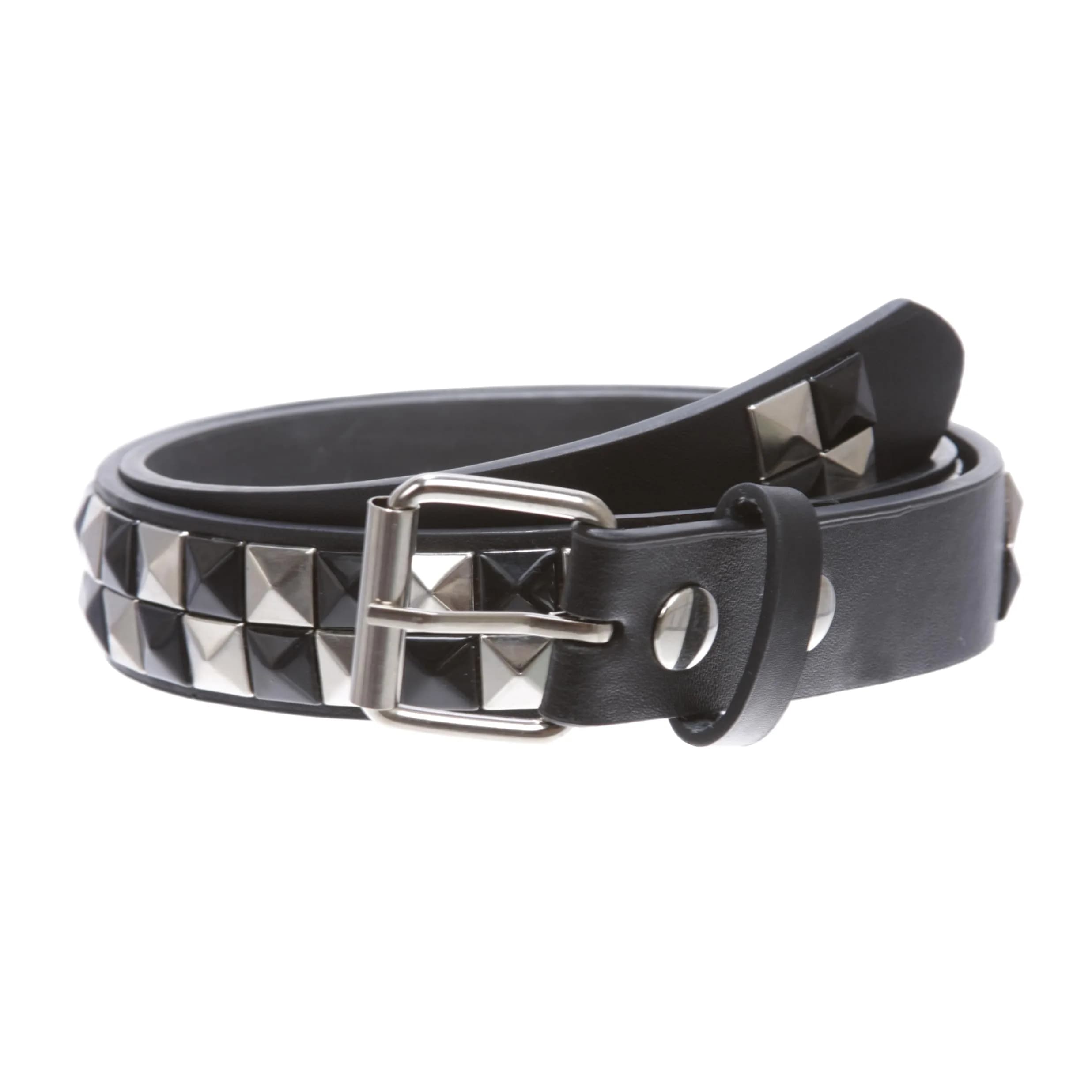 Beltiscool Kids 1" Punk Rock Leather Belt | Checkerboard & Star Studded, Snap On, Unisex, L-32