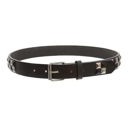 Beltiscool Kids 1" Punk Rock Leather Belt | Checkerboard & Star Studded, Snap On, Unisex, L-32 thumbnail 3