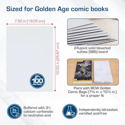 BCW Golden Age Comic Backing Boards 7.5 x 10.5 inches | Acid-Free Archival Support for Comics thumbnail 5