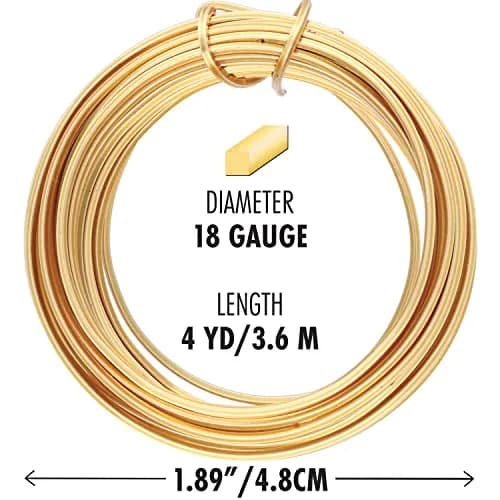 The Beadsmith Square Craft Wire - Soft Temper Beading Wire, Gold Color, 18 Gauge (0.04 inches / 1 mm), 4 Yards thumbnail 2
