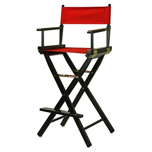 Casual Home 30" Director's Chair Black Frame with Red Canvas | Classic foldable design for versatile seating thumbnail 1