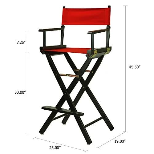 Casual Home 30" Director's Chair Black Frame with Red Canvas | Classic foldable design for versatile seating thumbnail 7
