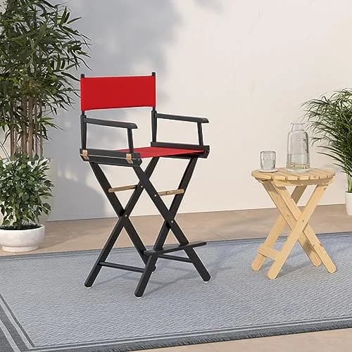 Casual Home 30" Director's Chair Black Frame with Red Canvas | Classic foldable design for versatile seating thumbnail 2