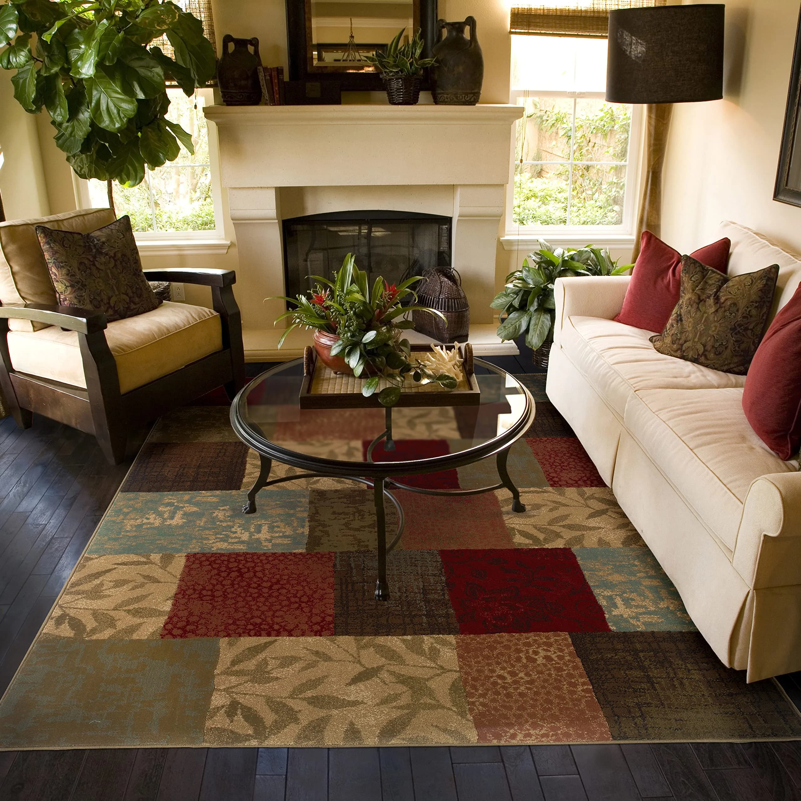 Oriental Weavers Green / Red Area Rug 3'10 x 5'5" | Modern & Organic Hues (70-120 chars) — 10' x 12'11" (10'0" x 13'0" Rectangle)