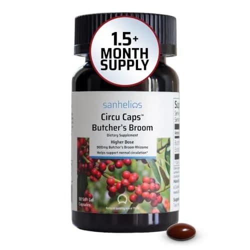Sanhelios Circu Caps Butcher's Broom Extract 50 Caps | Supports Leg Circulation & Vein Health thumbnail 1