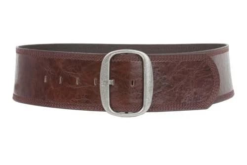 Beltiscool Women's 3" Wide Oval Contour Belt Brown | Tone-on-tone Stitching thumbnail 1
