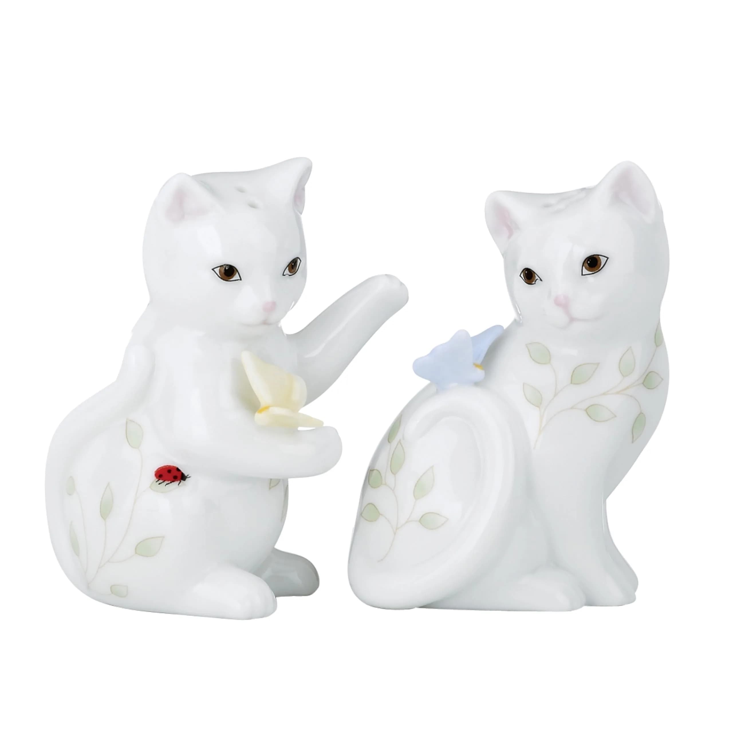 Lenox Butterfly Meadow Figural Kitten Salt and Pepper Set - 3.25" Porcelain Gift Boxed — Salt & Pepper Set, Kitten
