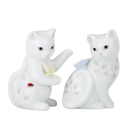 Lenox Butterfly Meadow Figural Kitten Salt and Pepper Set - 3.25" Porcelain Gift Boxed thumbnail 1