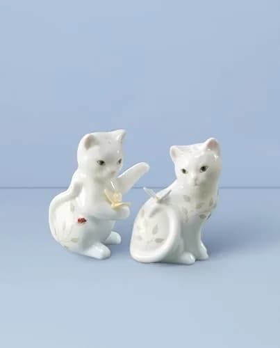 Lenox Butterfly Meadow Figural Kitten Salt and Pepper Set - 3.25" Porcelain Gift Boxed thumbnail 2