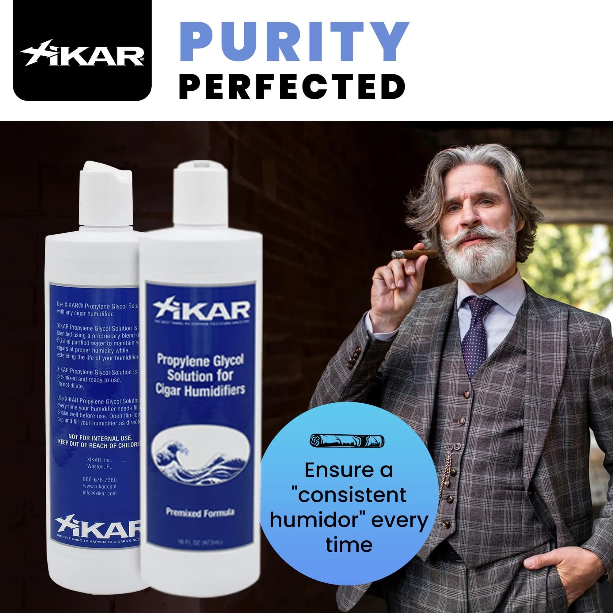 Xikar Humidor Solution Premium Pre-Mixed Propylene Glycol for 70% Relative Humidity 473ml (16 Fl Oz) - view 3