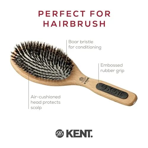 Kent PF07 Boar Bristle & Nylon Mix Cushion Brush 22.86 cm (9 in) | Detangles & Smooths Hair thumbnail 4