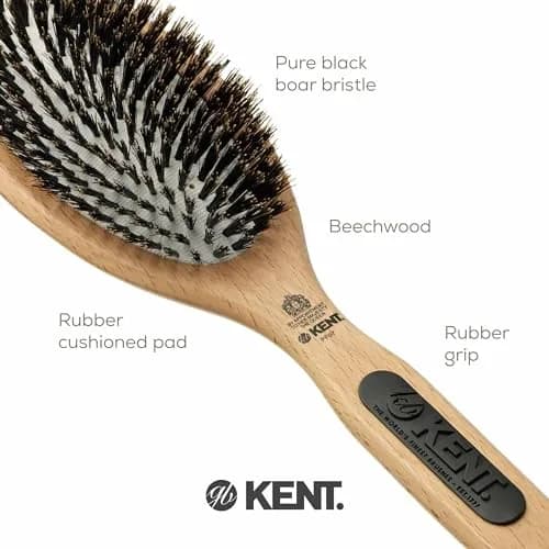 Kent PF07 Boar Bristle & Nylon Mix Cushion Brush 22.86 cm (9 in) | Detangles & Smooths Hair thumbnail 6