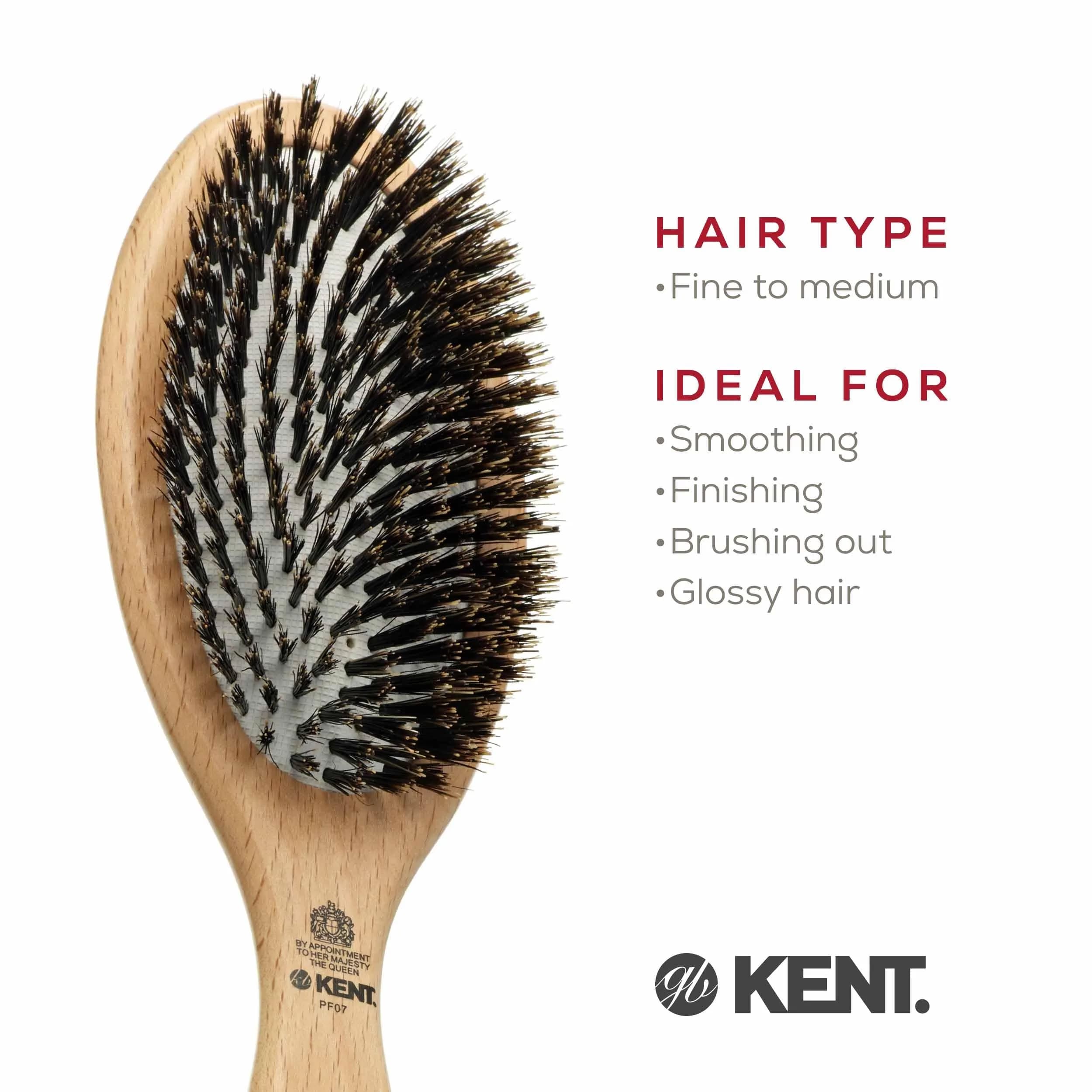 Kent PF07 Boar Bristle & Nylon Mix Cushion Brush 22.86 cm (9 in) | Detangles & Smooths Hair - view 7