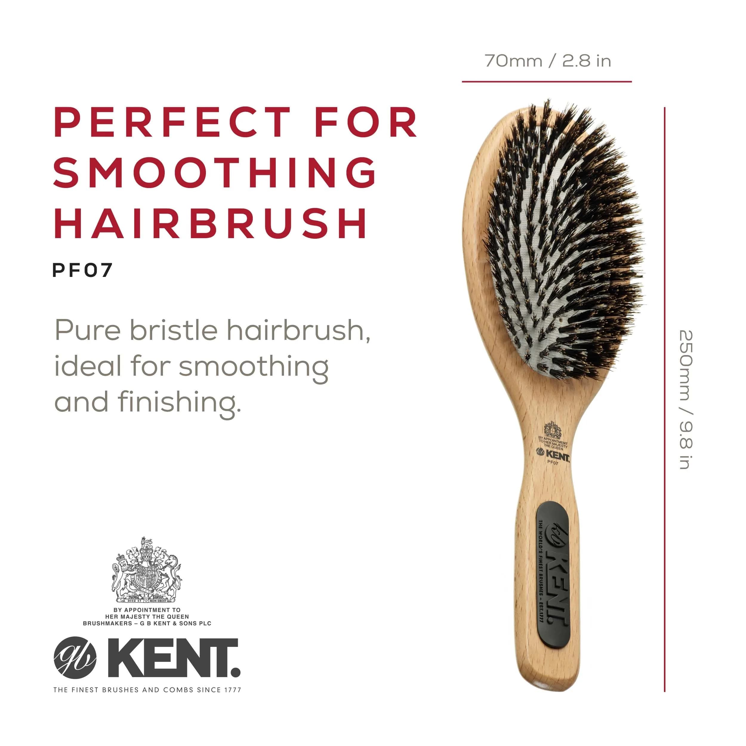 Kent PF07 Boar Bristle & Nylon Mix Cushion Brush 22.86 cm (9 in) | Detangles & Smooths Hair - view 2