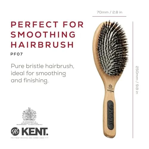 Kent PF07 Boar Bristle & Nylon Mix Cushion Brush 22.86 cm (9 in) | Detangles & Smooths Hair thumbnail 2