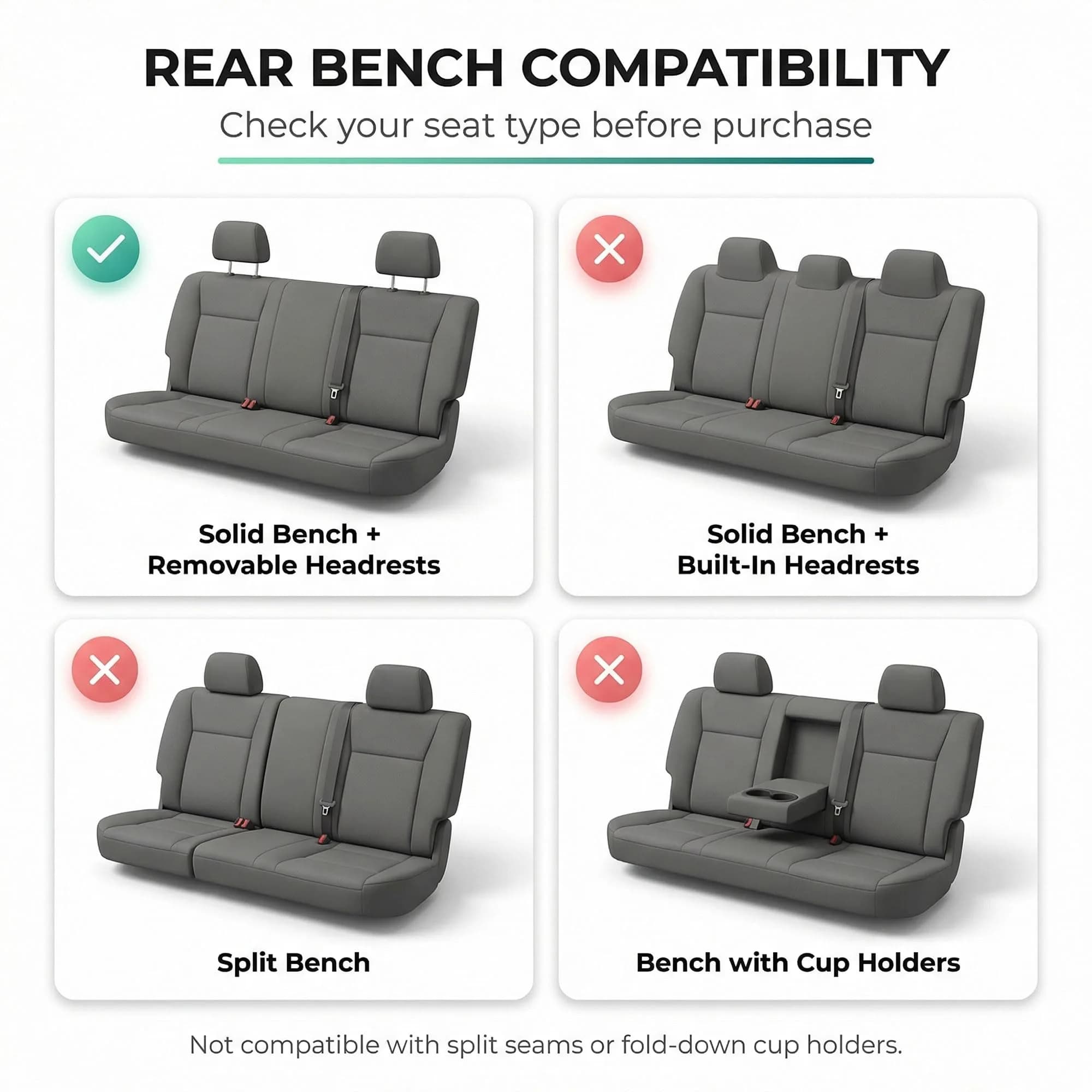 FH Group Red Universal Fit Rear Seat Cover | Protects Against Spills, Stains & Dirt - view 2
