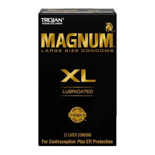 TROJAN Lubricated Magnum XL Large Size Condoms 12 Count | Extra Large Fit for Comfort & Protection — XL