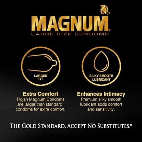 TROJAN Lubricated Magnum XL Large Size Condoms 12 Count | Extra Large Fit for Comfort & Protection thumbnail 2