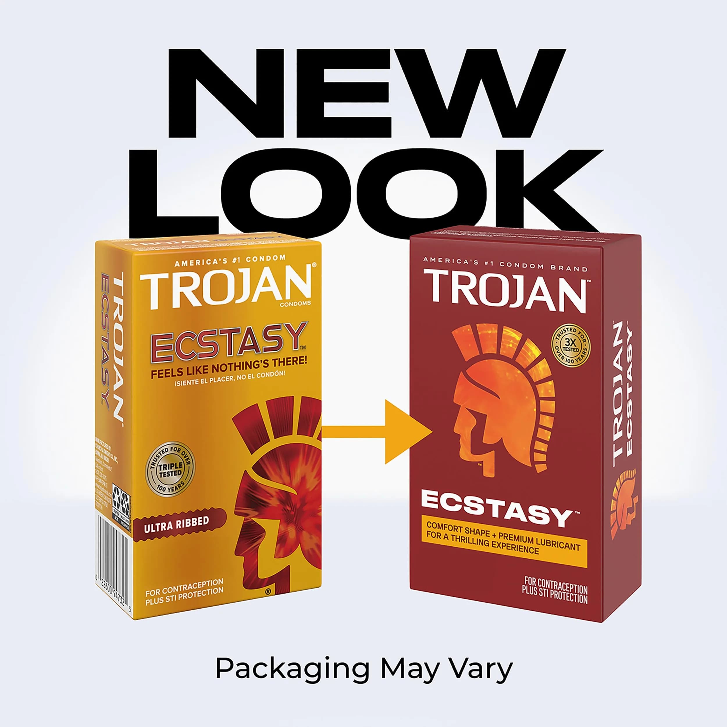 TROJAN Ultra Ribbed Ecstasy Lubricated Condoms, 10 Count Pack | Enhanced Sensation & Trusted Protection - view 2