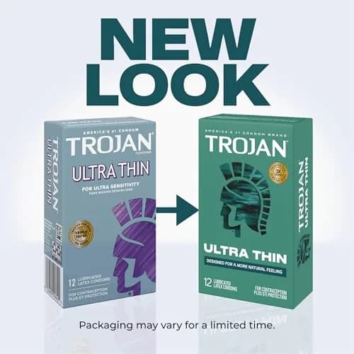TROJAN Ultra Thin Latex Condoms for Men, 12 Count | Natural Feeling, Premium Protection thumbnail 2