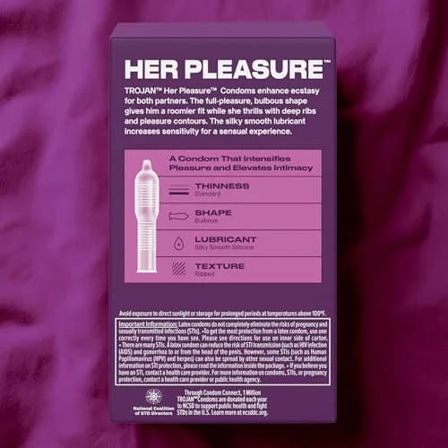 Trojan Her Pleasure Sensations Lubricated Condoms | Ribbed & Contoured for Extra Stimulation (12 Count) thumbnail 9