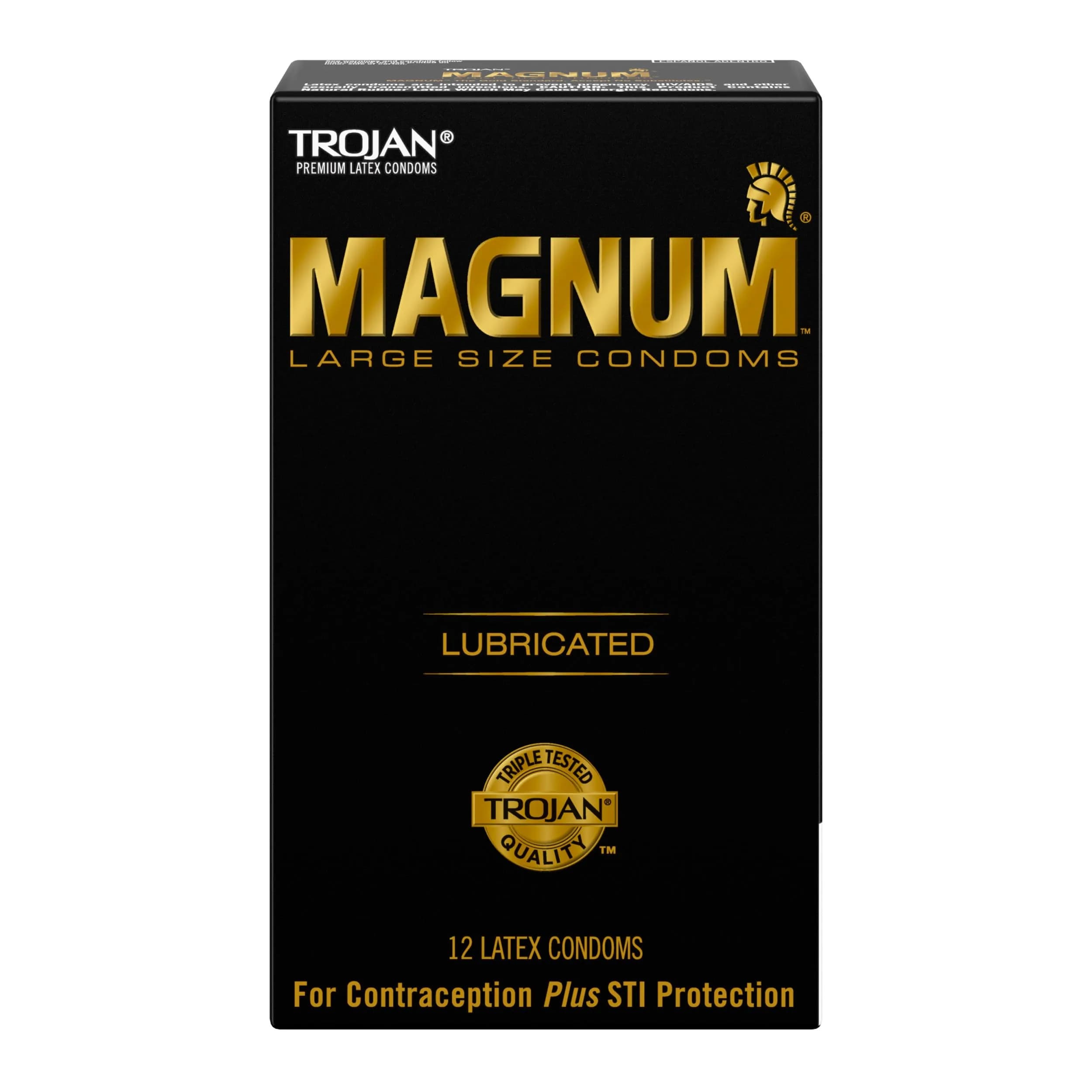 TROJAN Magnum Large Size Lubricated Condoms, 12 Count | Thinner Latex for Natural Feel - main product image