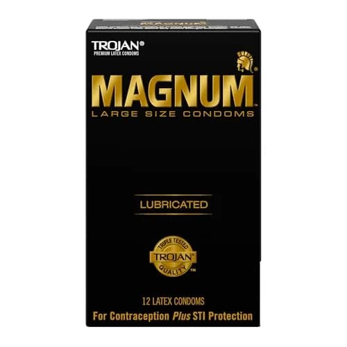 TROJAN Magnum Large Size Lubricated Condoms, 12 Count | Thinner Latex for Natural Feel thumbnail 1