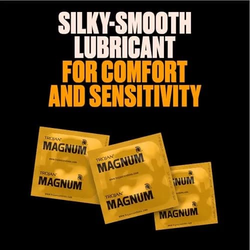 TROJAN Magnum Large Size Lubricated Condoms, 12 Count | Thinner Latex for Natural Feel thumbnail 3