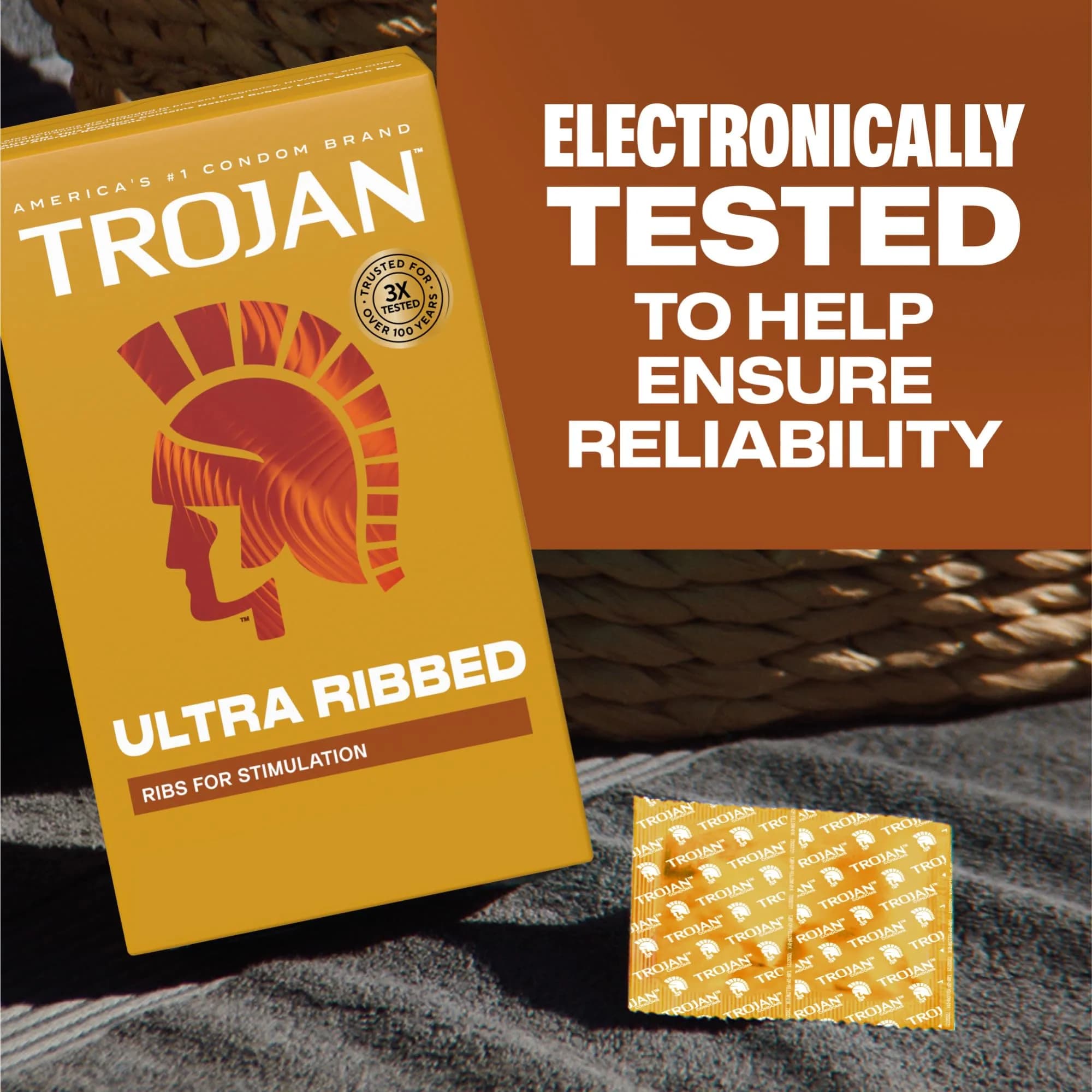 TROJAN Stimulations Ultra Ribbed Lubricated Condoms, 12 Count | Premium Latex for Enhanced Sensation - view 7