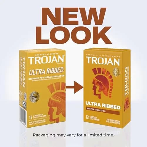 TROJAN Stimulations Ultra Ribbed Lubricated Condoms, 12 Count | Premium Latex for Enhanced Sensation thumbnail 2