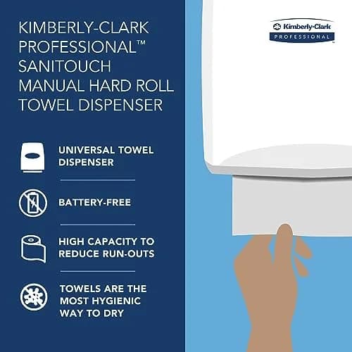 Kimberly-Clark Professional Sanitouch Manual Hard Roll Paper Towel Dispenser 1.5" | Touchless, Microban thumbnail 9