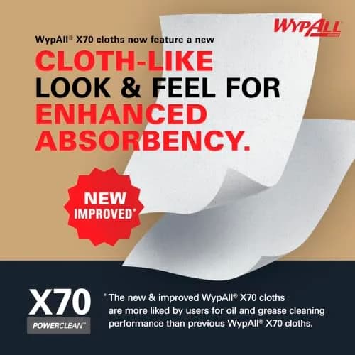 WypAll PowerClean X70 Medium Duty Cloths, 12 Packs x 76 Towels | Absorbent Industrial Wipes for Heavy-Duty Cleaning thumbnail 7