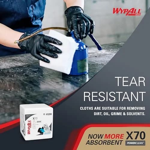 WypAll PowerClean X70 Medium Duty Cloths, 12 Packs x 76 Towels | Absorbent Industrial Wipes for Heavy-Duty Cleaning thumbnail 8