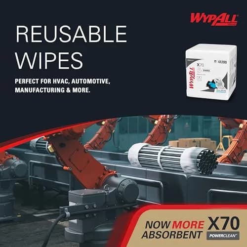 WypAll PowerClean X70 Medium Duty Cloths, 12 Packs x 76 Towels | Absorbent Industrial Wipes for Heavy-Duty Cleaning thumbnail 9