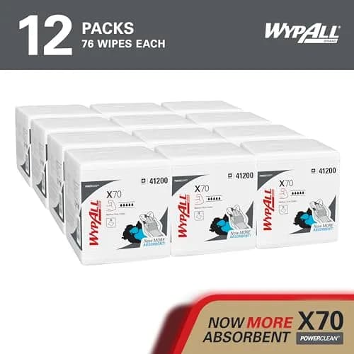 WypAll PowerClean X70 Medium Duty Cloths, 12 Packs x 76 Towels | Absorbent Industrial Wipes for Heavy-Duty Cleaning thumbnail 3