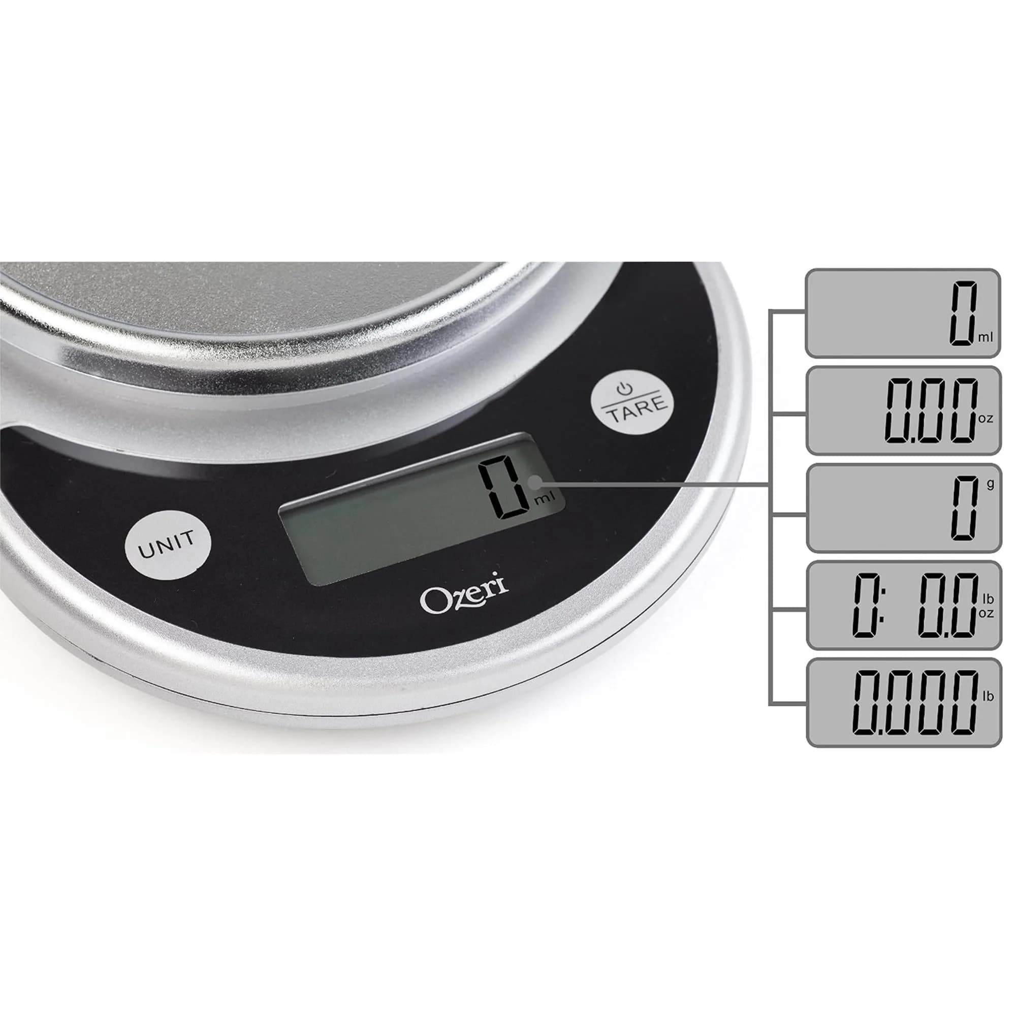 Ozeri Pronto Kitchen and Food Scale with Variable Graduation Technology® 6000g (13.2 lb) | Precision Weighing for Baking and Nutrition - view 2