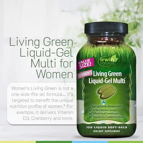 Irwin Naturals Women’s Living Green Liquid-Gel Multivitamins | 120 Softgels for Women’s Vitality & Energy thumbnail 5