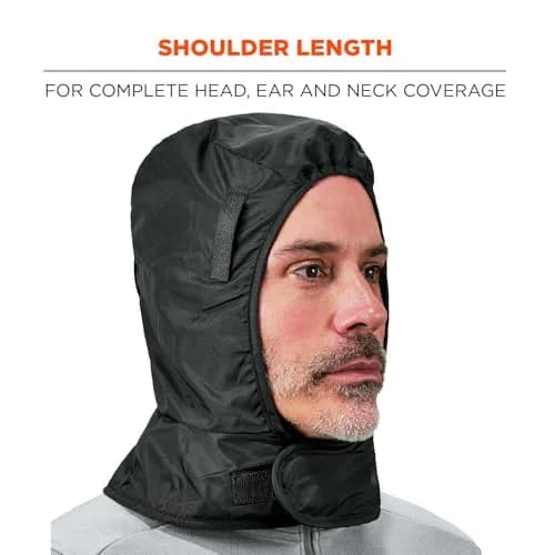 Ergodyne Shoulder Length Hard Hat Liner Black | Water-Resistant, Fleece, One Size US thumbnail 5